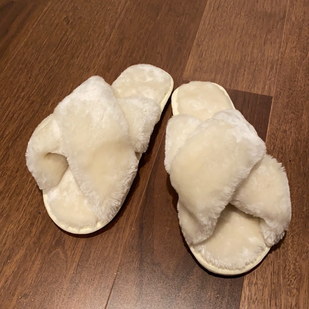 White Fuzzy Slippers